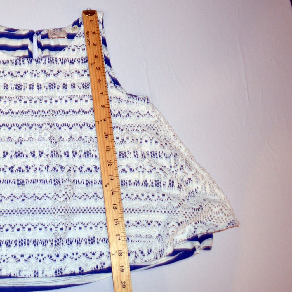 Anthropologie XS women's lace tank blue and white striped by postmark - Picture 2 of 6